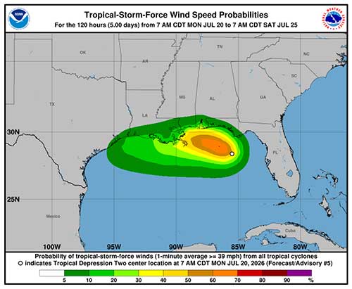 Tropical Depression Two Forms in Gulf of America, Poised to Become Tropical Storm Bertha